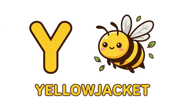Cute animal alphabet letter Y yellowjacket vector
