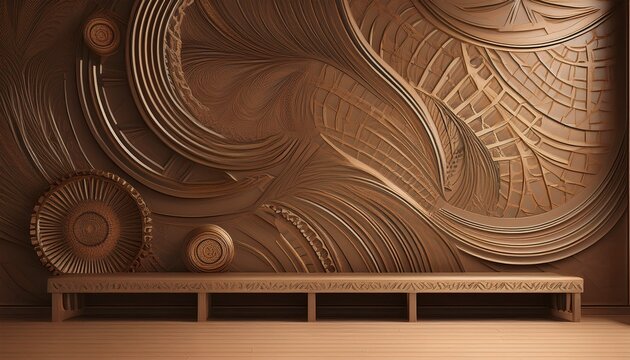 interior brown wall designe with patterns