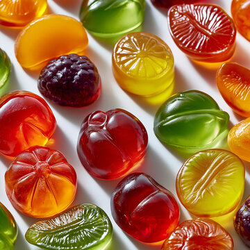 Fruit Shaped Candies Widely Spread With Copy Space
