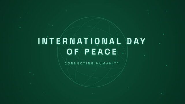 International Day of Peace motion graphics text animation on green background