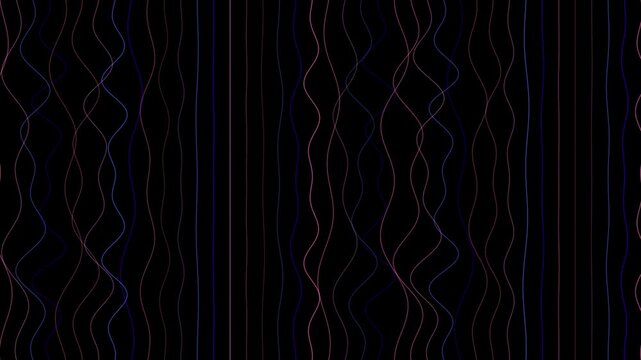 Glowing lines ripple across a black background in a seamless loop pattern.