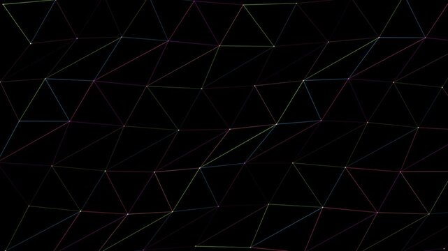 A seamless looping animation of a geometric network structure on a dark background.