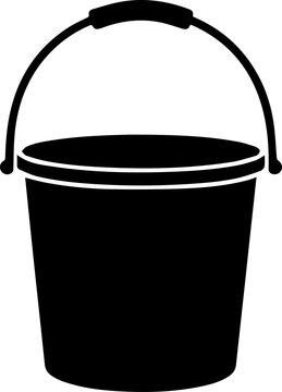 Cleaning bucket with handle vector icon - black silhouette