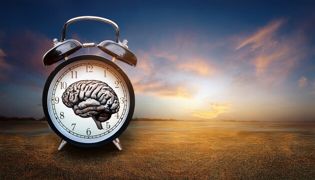 brain alarm clock circadian rhythm concept day night background