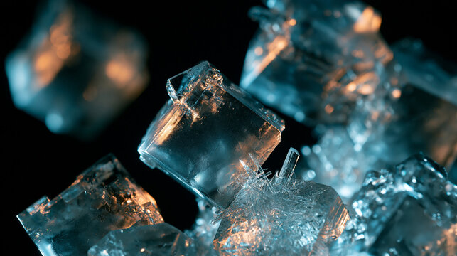 Macro View of Transparent Salt Crystal Structures
