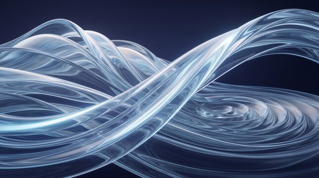 Abstract Futuristic Blue Glass Waves and Flowing Lines Background