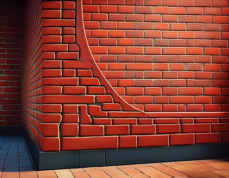 l shaped red brick wall corner section