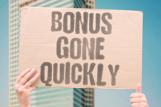 "Bonus gone quickly" Extra money can vanish fast when it meets a backlog of expenses. BONUS. SPENDING. EXPENSE. DISAPPEAR. ACCOUNT.