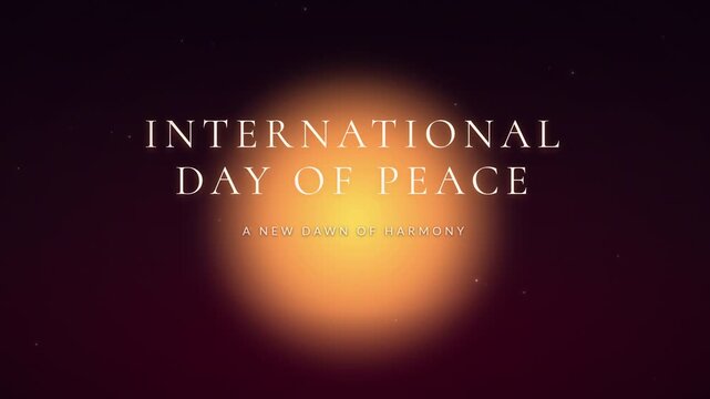 International Day of Peace motion graphics title with glowing sun animation