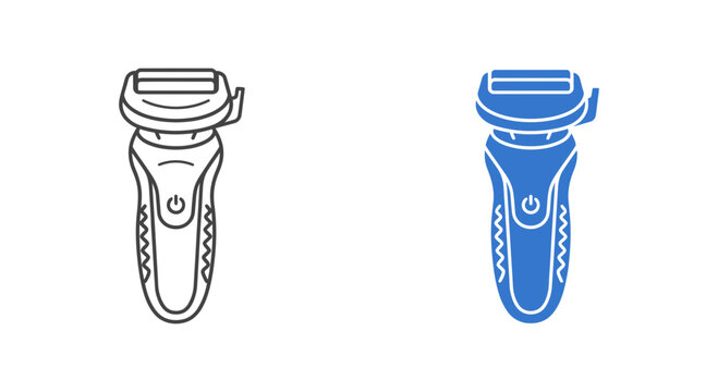 Electric razor outline in black and blue a flat silhouette