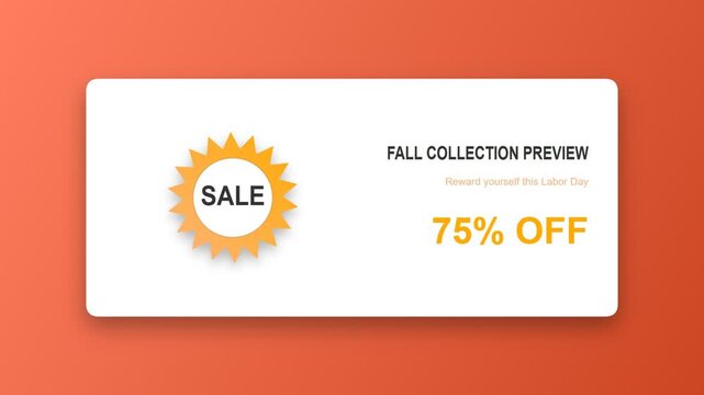 Fall collection preview sale banner with seventy five percent off discount promotional tag