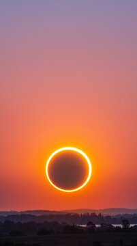 stunning solar eclipse at sunset over landscape, showcasing beauty of nature and astronomy