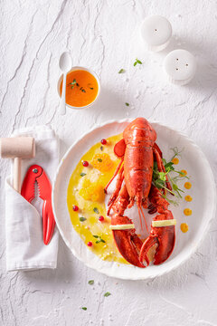 Teasty cooked lobster as elegant and tasteful dish.