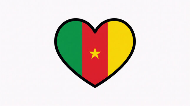Cameroon Flag Heart Icon with National Flag Design