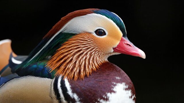 Close-up of Vibrant Male Mandarin Duck