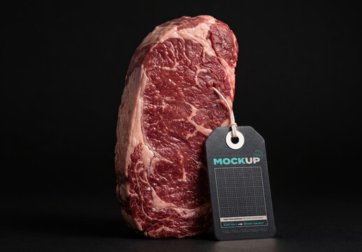 Piece of Meat Product Tag Premium Mockup