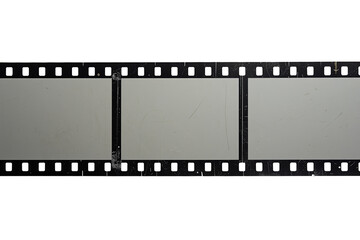 Fototapeta premium Black blank photographic film strip with three frames