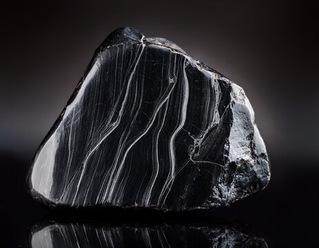 rough black obsidian rock with reflective surfaces