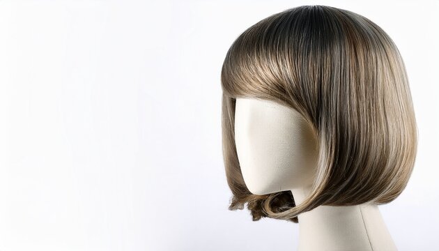 stylish hair wig with trendy design isolated on a white background