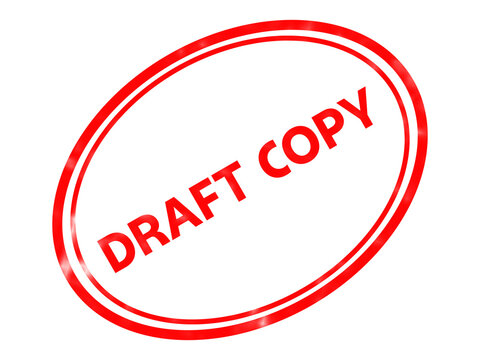 Red Draft Copy rubber stamp, oval office seal for document verification, bright red ink stamp on white background