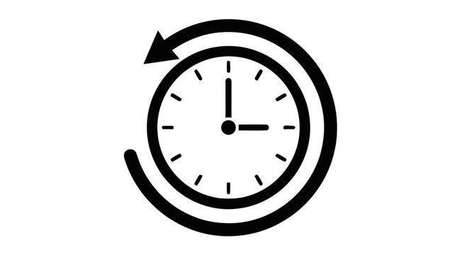 Vector illustration of history or time tracking icon with circular arrow on a transparent background