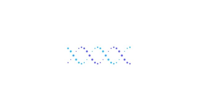 Abstract blue and purple DNA helix on white background