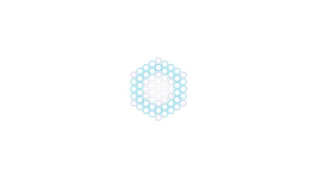 Abstract blue and white hexagonal pattern on white background