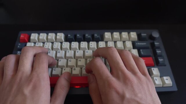Front View of Hands Typing on Keyboard