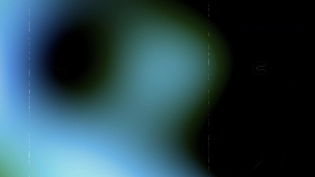 Retro VHS glitch background with colorful lightleaks and analog defect effects featuring blue and green light flares with scanlines and noise on a black backdrop