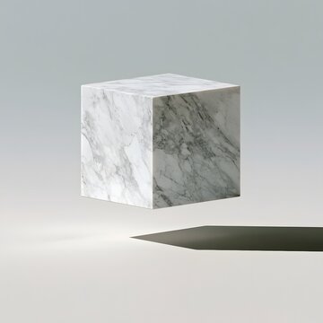 Floating geometric marble cube