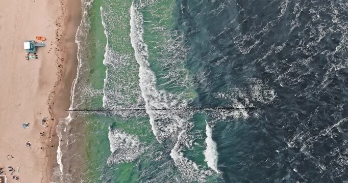 Lifeguard tower flooded by Baltic Sea after storm, Poland