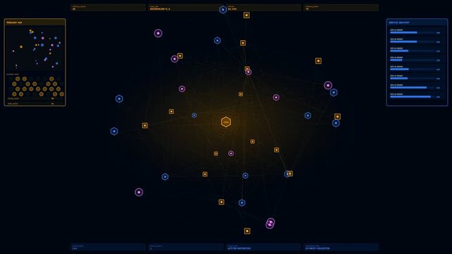 the service mesh dashboard displays network traffic evolution through a complex progression of interconnected light nodes expanding across a dark digital interface during active data analytics