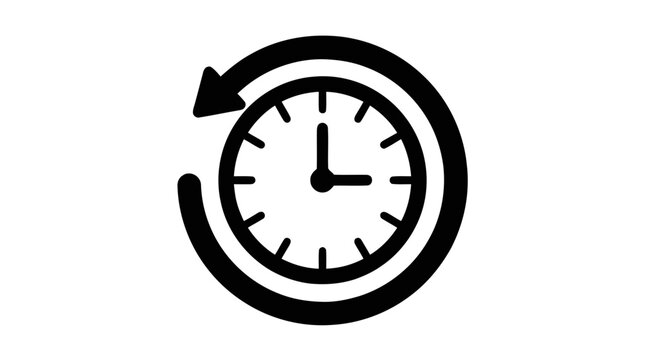Vector illustration of clock icon with circular arrow indicating history or time reset on a transparent background