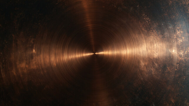 Brushed Copper Metallic Background with Circular Radial Texture