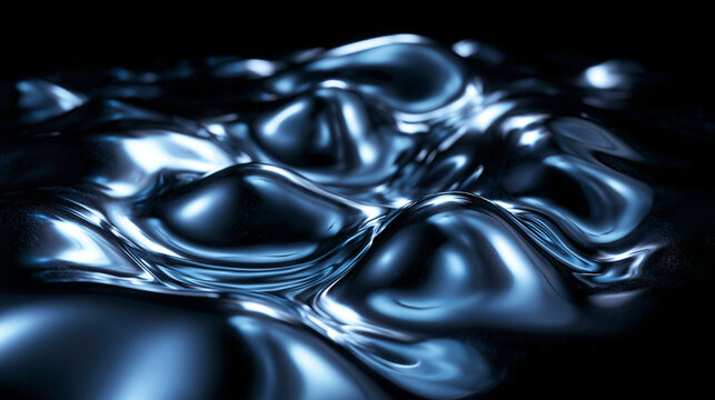 Abstract Dark Liquid Metal Fluid Surface Background