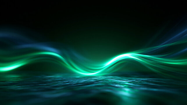 Glowing Green Energy Wave Abstract Technology Background