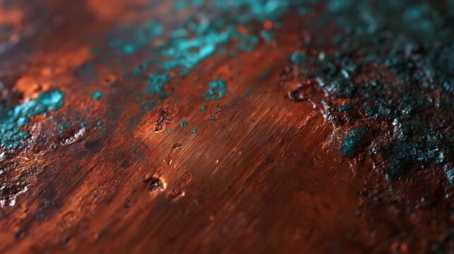 Corroded Copper Metal Surface with Green Verdigris Patina