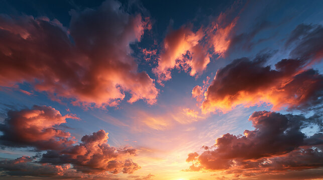 Dramatic Sunset Sky with Colorful Orange and Pink Clouds