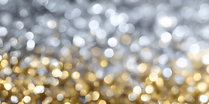Silver Gold Party Lights Bokeh Background