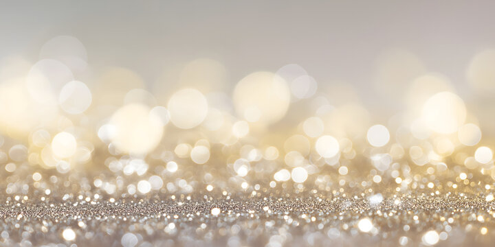 Glittering Silver and Gold Bokeh Abstract Backdrop