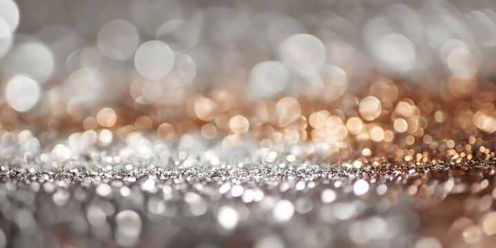 Abstract Warm Bokeh Background Silver and Gold