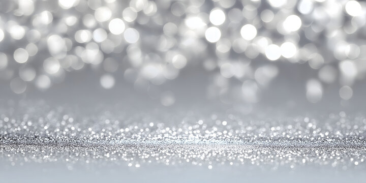 Pure Silver Bokeh Lights Abstract Background