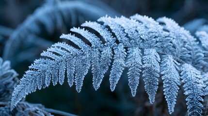 Fototapeta premium Frost-Covered Fern Leaf