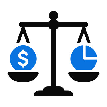 Scale of Justice with Dollar Symbol and Pie Chart for Financial Analysis