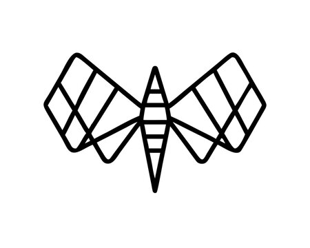 Professional illustration of geometric cicada wings vibrating thin membrane triangles, translucent g