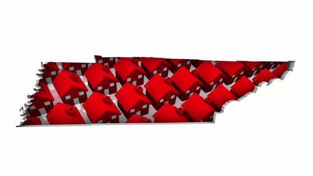 Tennessee TN State Map Homes Houses Construction New Neighborhoods Suburbs 3d Animation