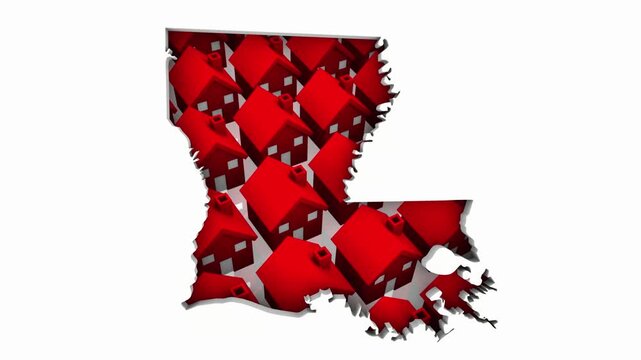 Louisiana LA State Map Homes Houses Construction New Neighborhoods Suburbs 3d Animation