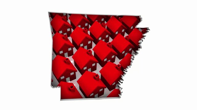 Arkansas AR State Map Homes Houses Construction New Neighborhoods Suburbs 3d Animation