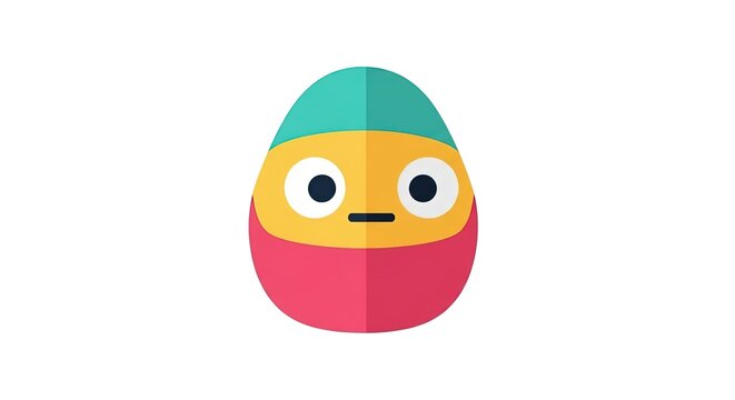 Cute Flat Character Egg Shape with Vibrant Colors and Simple Face