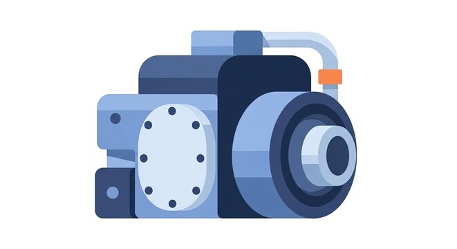 Modern Blue Compressor Icon - Flat Design Vector Illustration